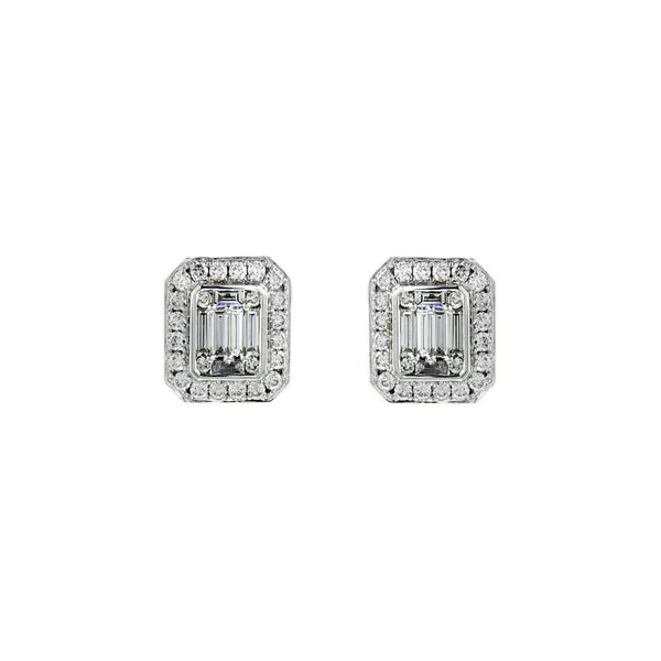 18ct white gold 1.65ct Art Deco style diamond cluster earrings