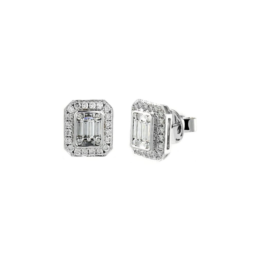 18ct white gold 1.65ct Art Deco style diamond cluster earrings
