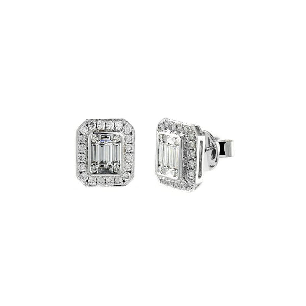 18ct white gold 1.65ct Art Deco style diamond cluster earrings