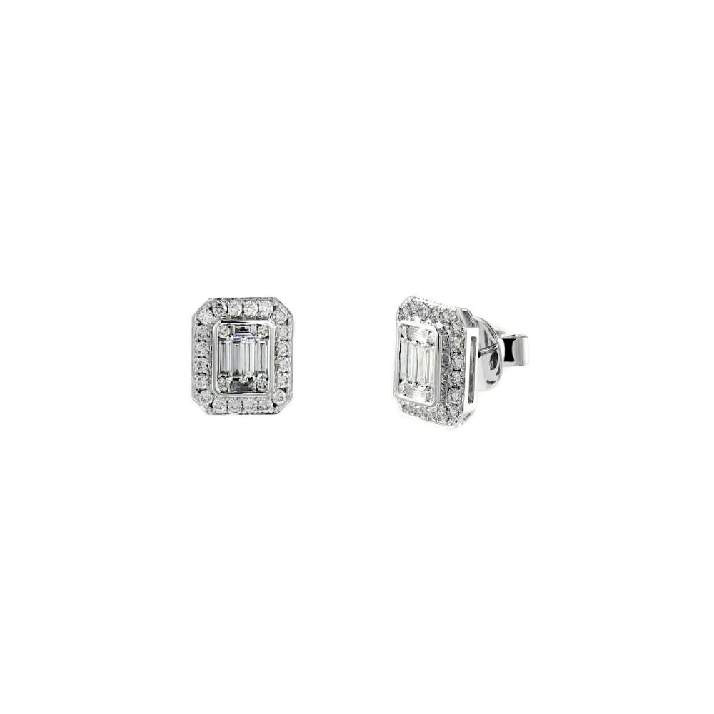 Platinum 0.44ct Art Deco style diamond cluster earrings