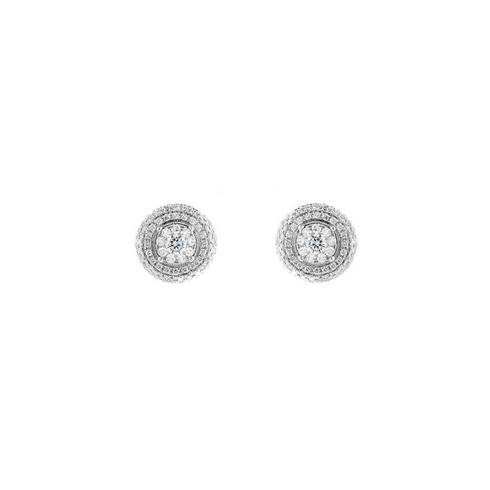 18ct white gold 0.86ct round brilliant diamond cluster earrings