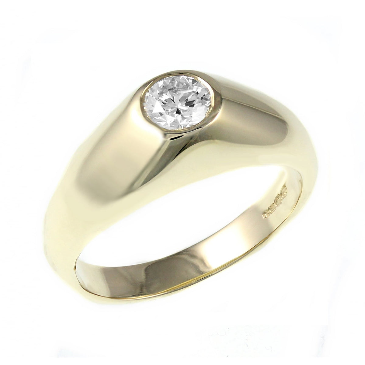 18ct yellow gold 0.50ct round cut diamond set signet ring
