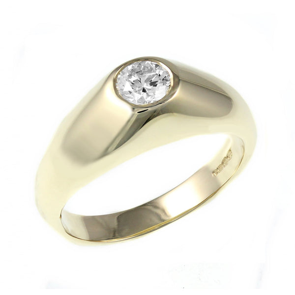 18ct yellow gold 0.50ct round cut diamond set signet ring