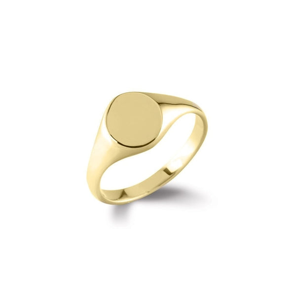 9ct yellow gold 11mm x 10mm circular signet ring
