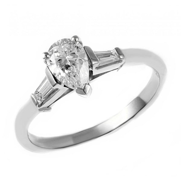 Platinum 0.52ct D VS2 GIA pear diamond ring