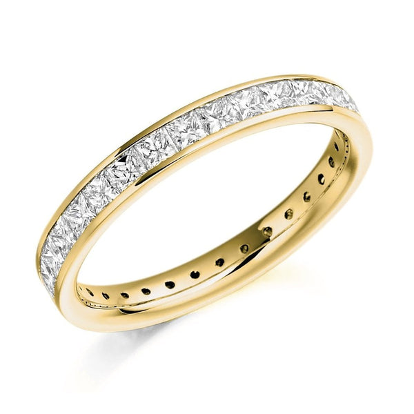 18ct yellow gold 1.60ct princess cut diamond full eternity ring