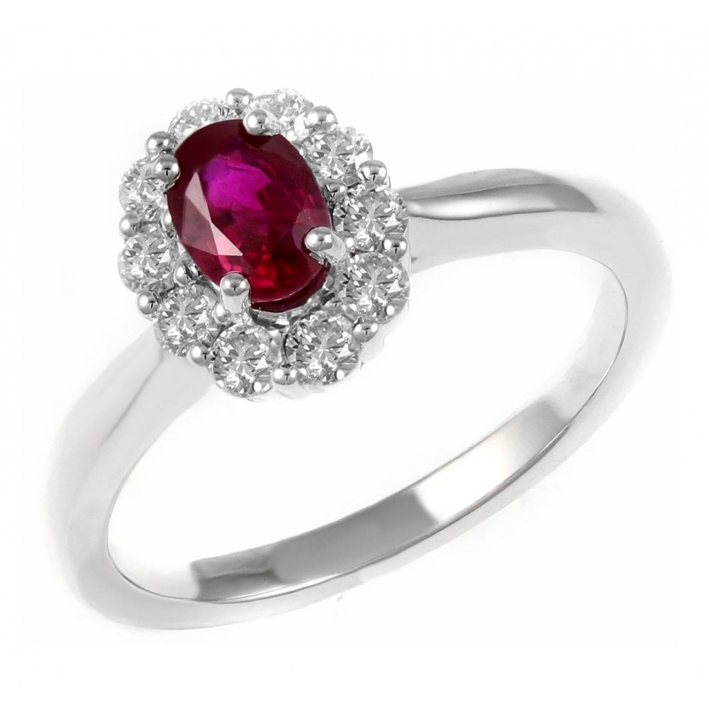 Platinum 0.47ct ruby & 0.40ct diamond cluster ring