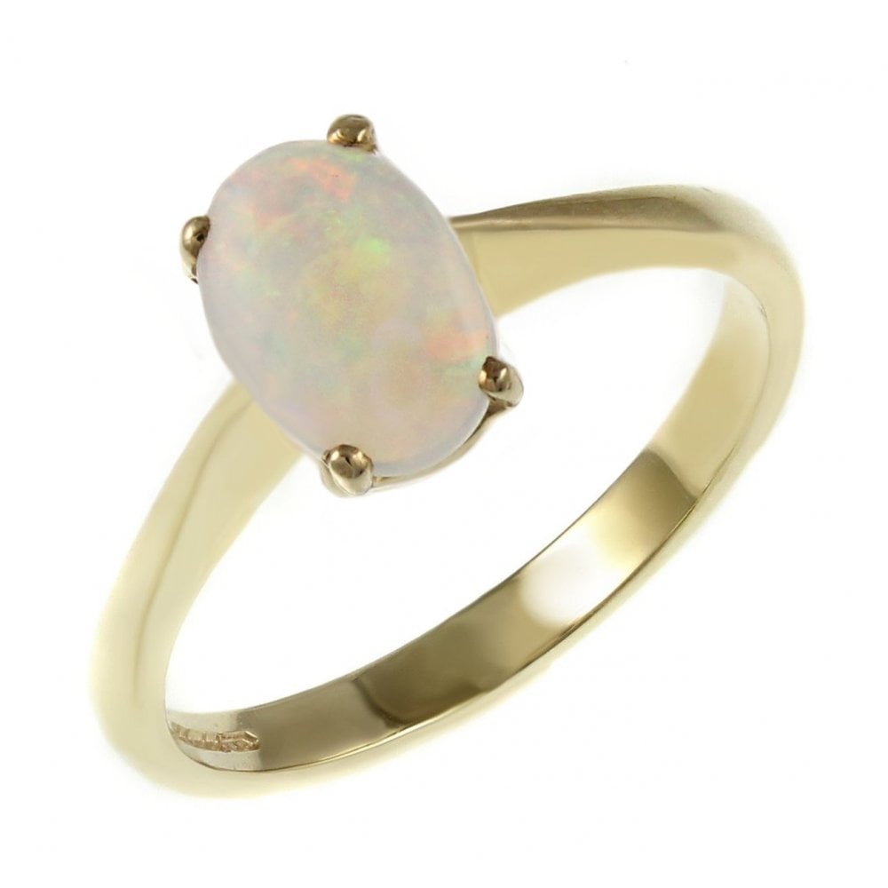9ct yellow gold 7mm x 5mm oval opal ring
