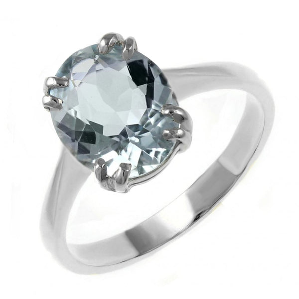 9ct white gold 10mm x 8mm oval aquamarine ring