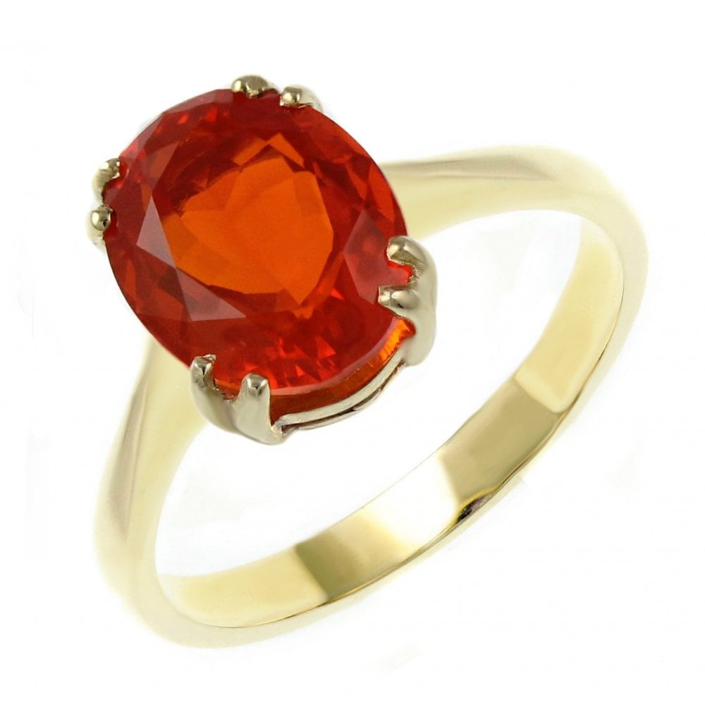 9ct yellow gold 10mm x 8mm oval fire opal ring