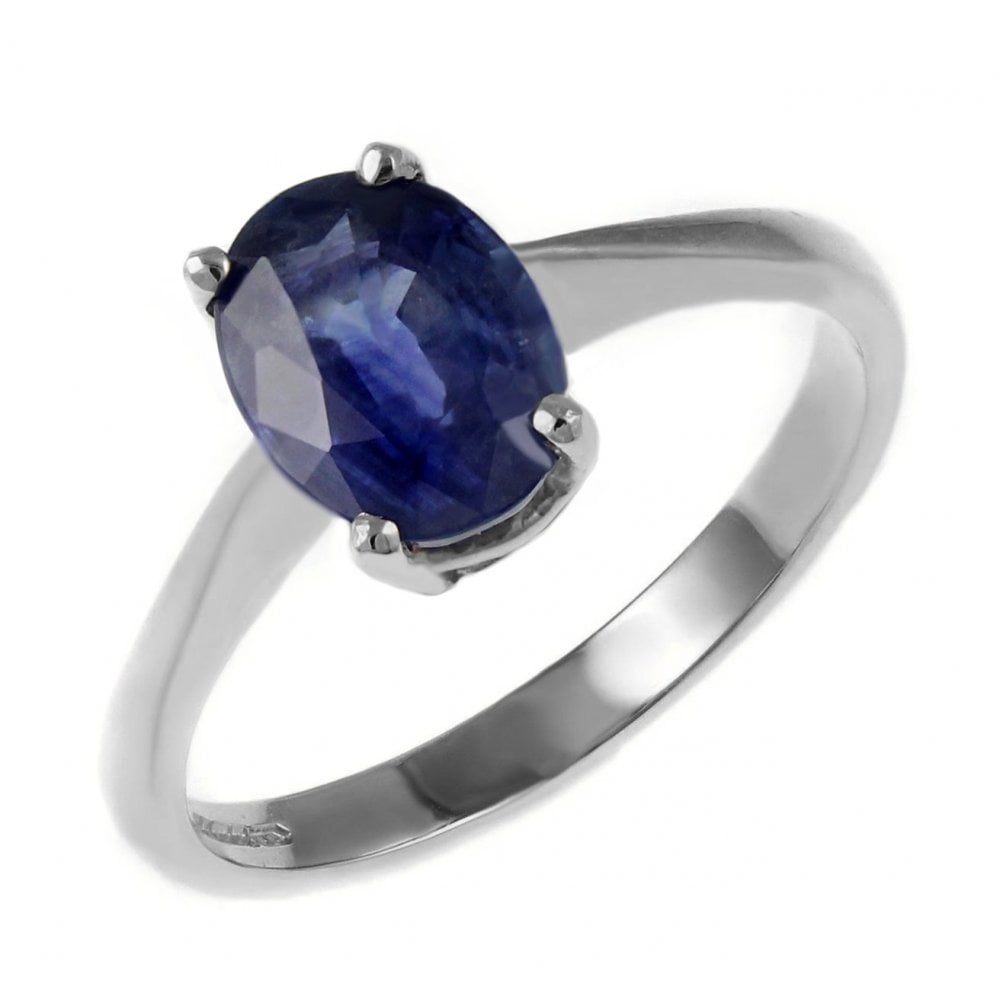 9ct white gold 7x5mm oval sapphire ring