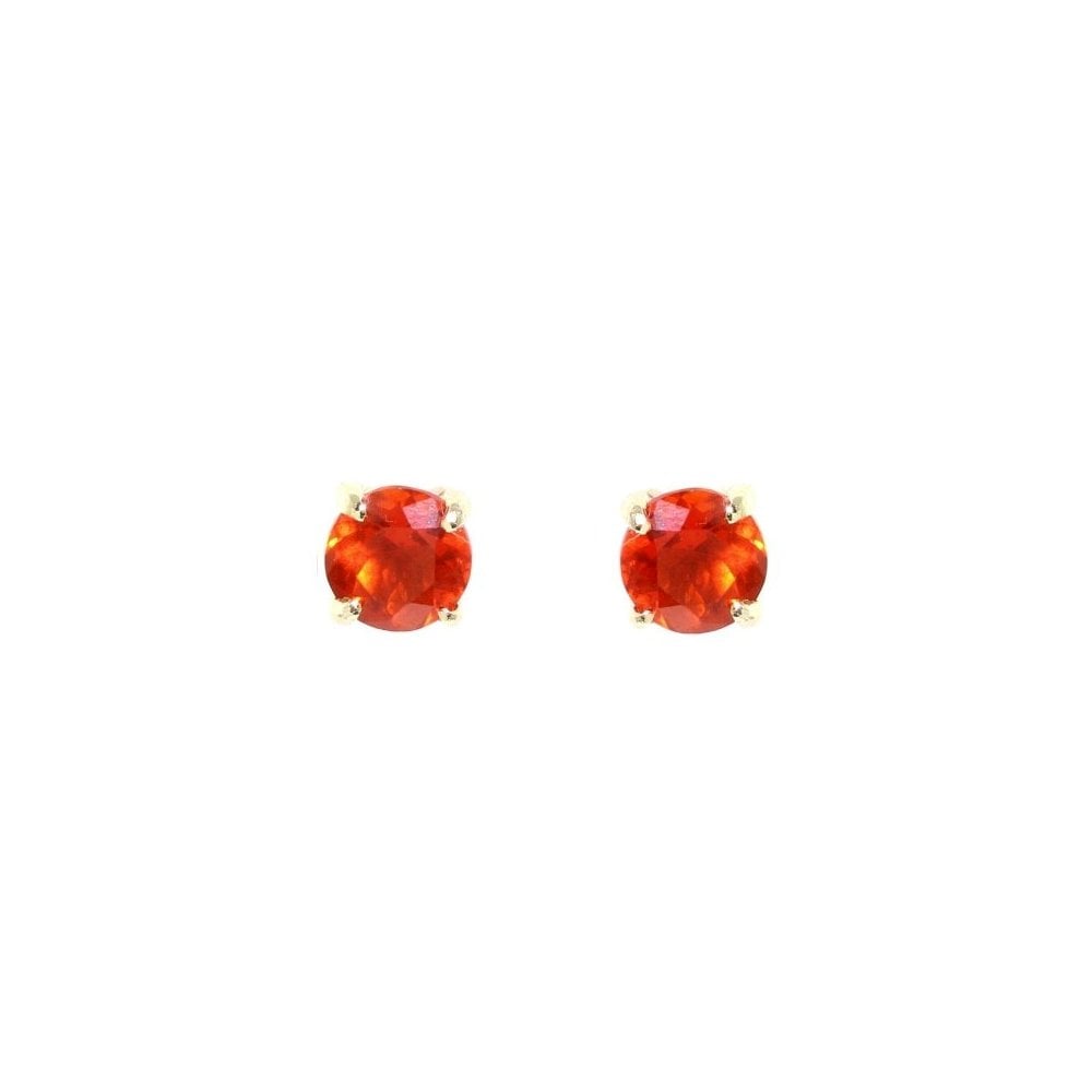 9ct yellow gold 5mm x 5mm round fire opal stud earrings
