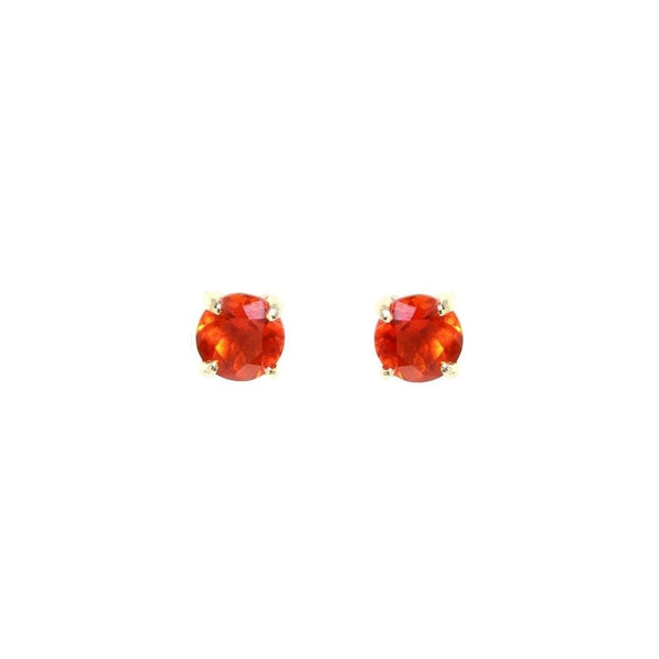 9ct yellow gold 5mm x 5mm round fire opal stud earrings