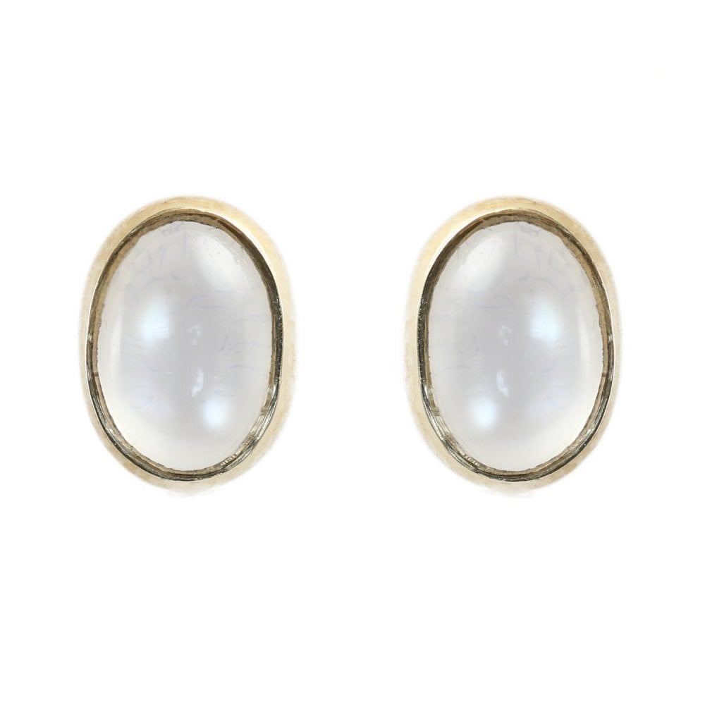 9ct yellow gold 9mm x 7mm moonstone stud earrings