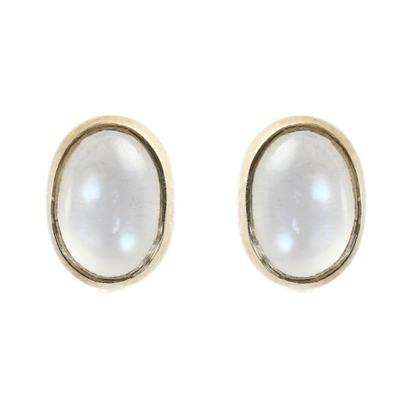 9ct yellow gold 9mm x 7mm moonstone stud earrings