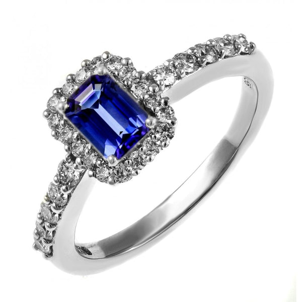 Platinum 0.99ct sapphire & 0.40ct diamond cluster ring