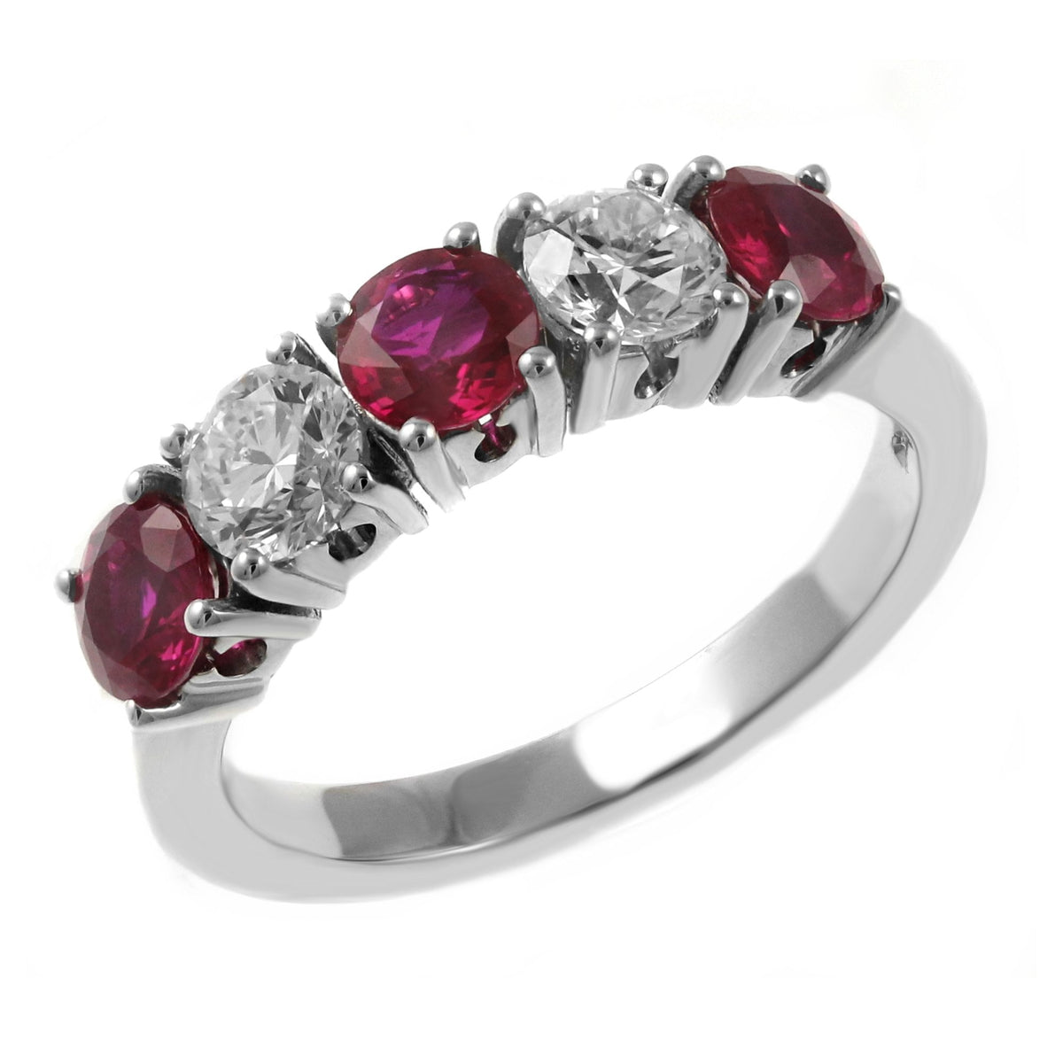 Platinum 1.62ct ruby & 0.81ct F VS2 GIA diamond 5 stone ring