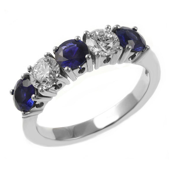 Platinum 1.65ct sapphire & 0.80ct diamond 5 stone ring