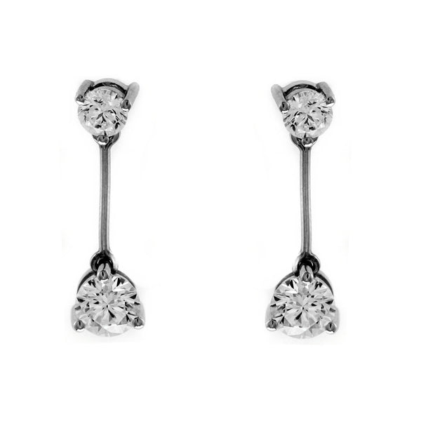 Platinum 2.44ct round brilliant cut diamond drop earrings