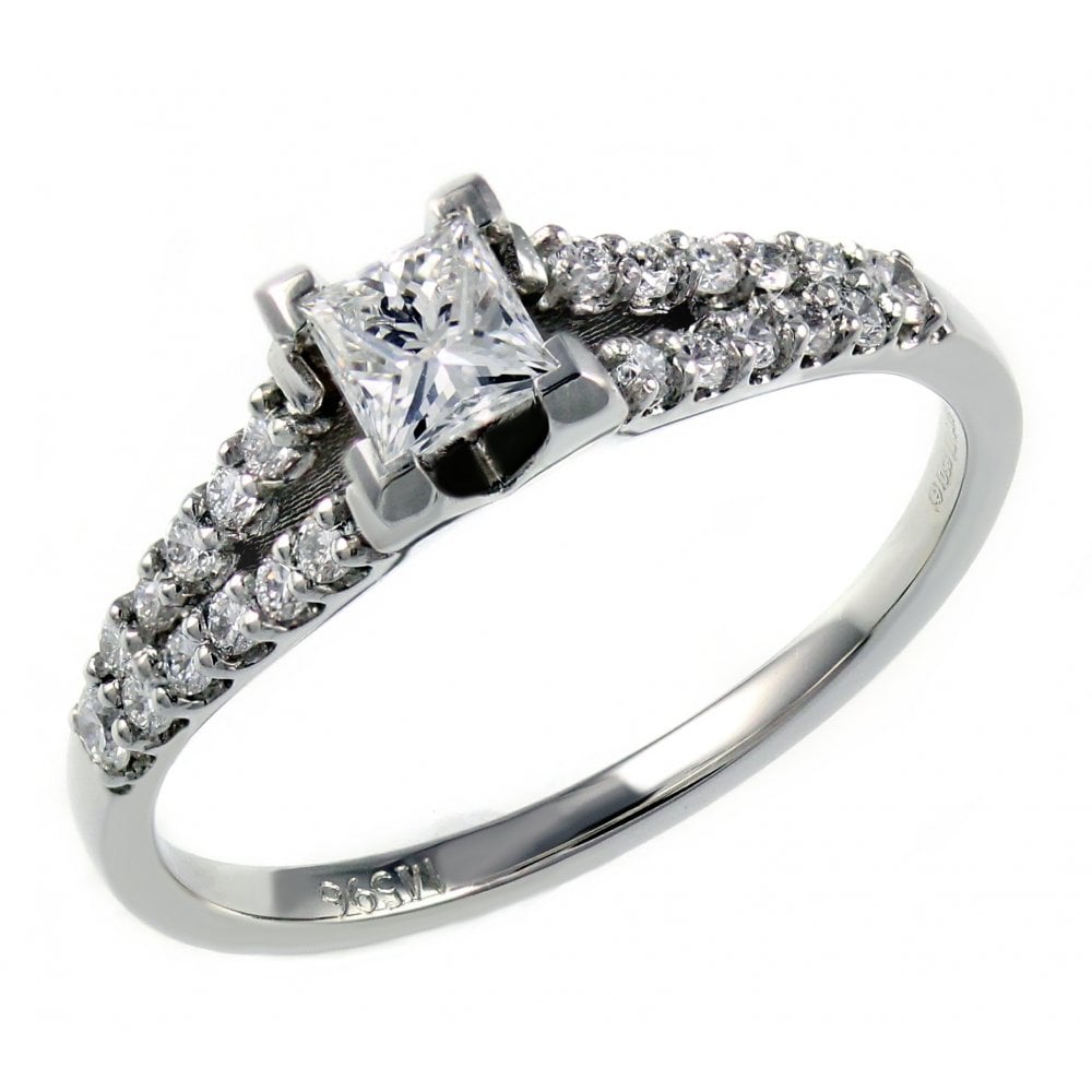 Platinum 0.35ct D VS1 EGL princess cut diamond ring