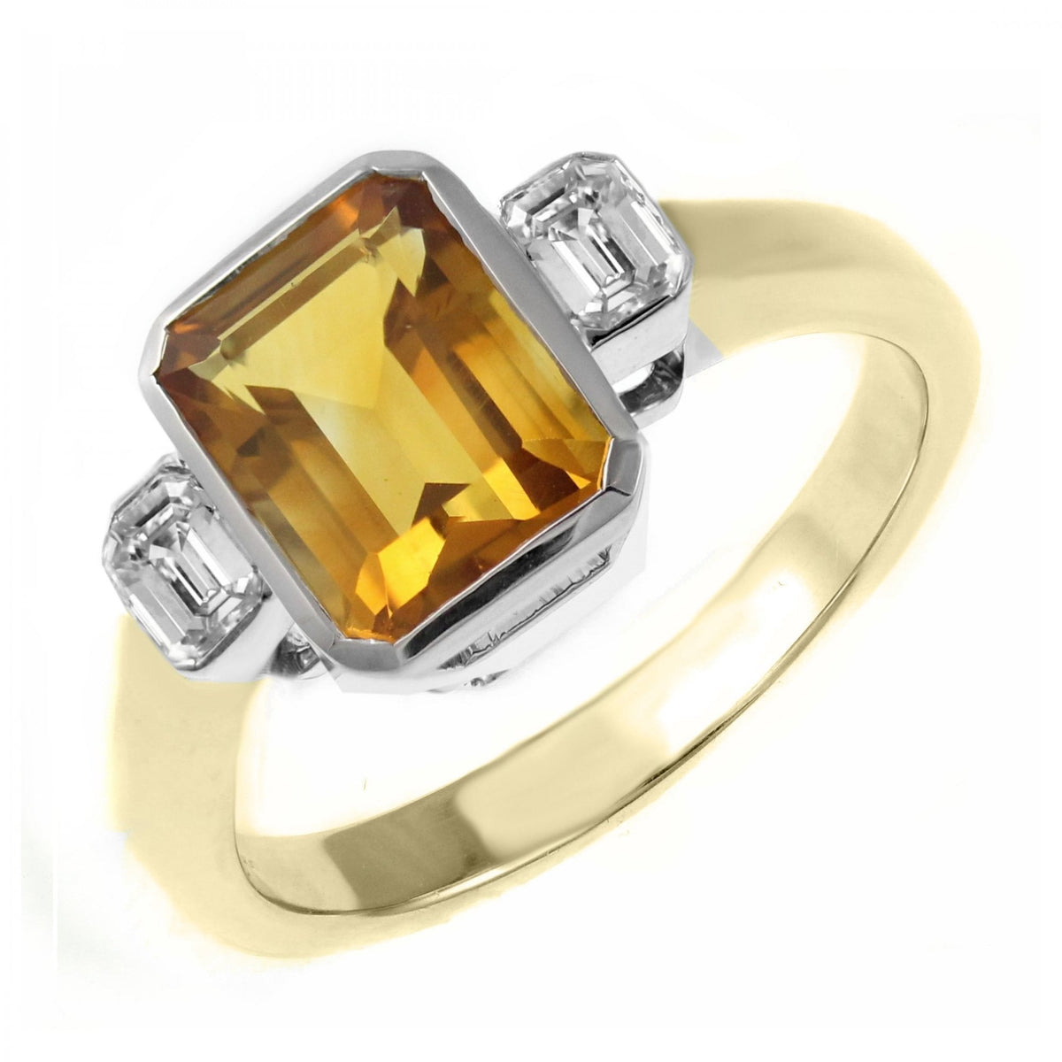 18ct yellow gold 2.19ct citrine & 0.43ct diamond ring
