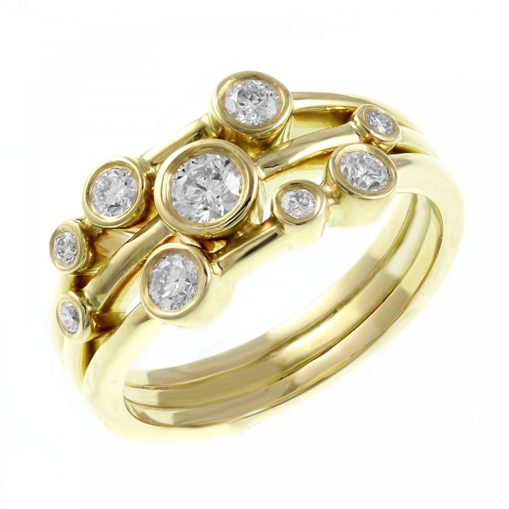 18ct yellow gold 0.57ct round brilliant cut diamond cluster ring