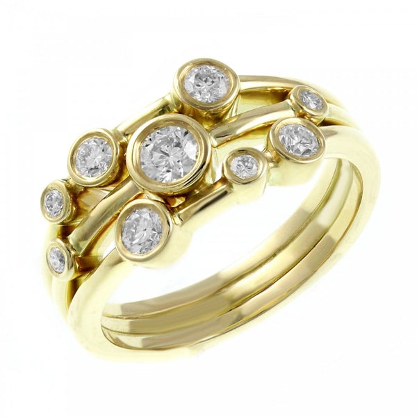 18ct yellow gold 0.57ct round brilliant cut diamond cluster ring