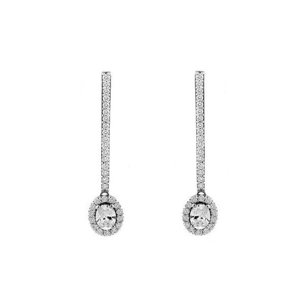 18ct white gold 1.91ct D VS2 EGL oval diamond halo drop earrings