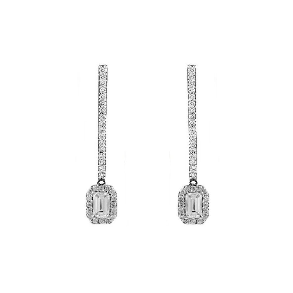 18ct white gold 1.92ct D VVS2 emerald cut diamond drop earrings