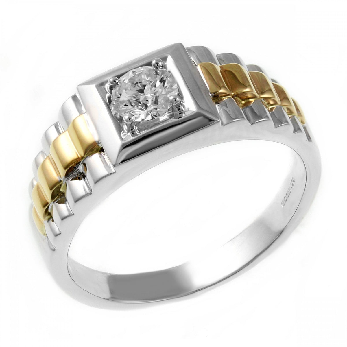 18ct white gold 0.44ct diamond gents ring
