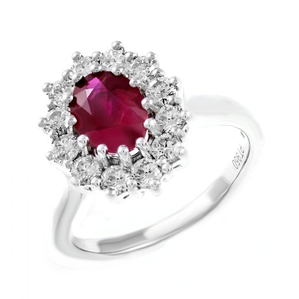 Platinum 1.31ct ruby & 0.70ct diamond cluster ring