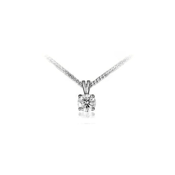 Platinum 1.00ct E SI1 round brilliant cut diamond pendant.