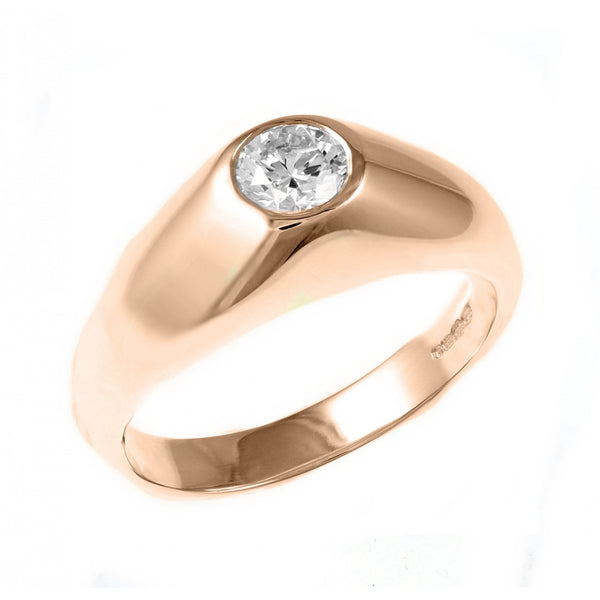 18ct rose gold 0.50ct round cut diamond set signet ring