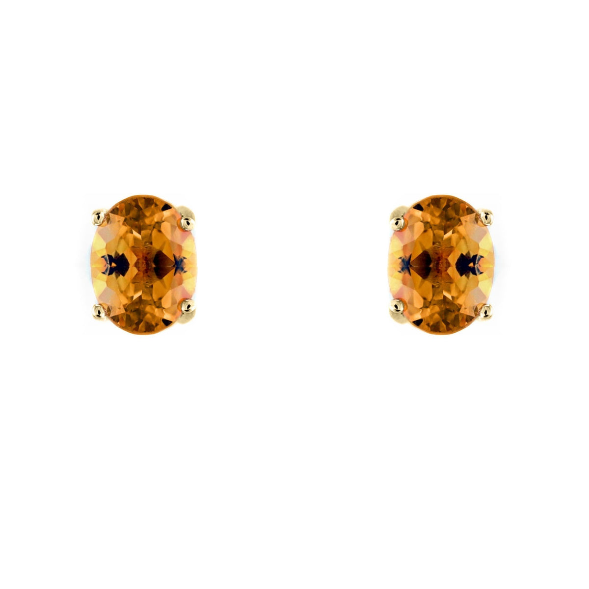 9ct yellow gold 8mm x 6mm oval citrine stud earrings