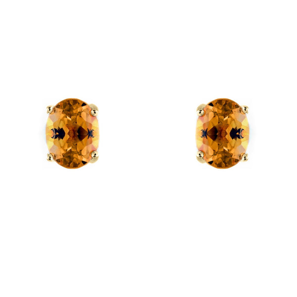 9ct yellow gold 8mm x 6mm oval citrine stud earrings