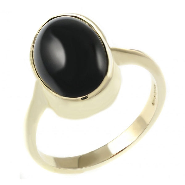 9ct yellow gold 14mmm x 10mm oval onyx ring