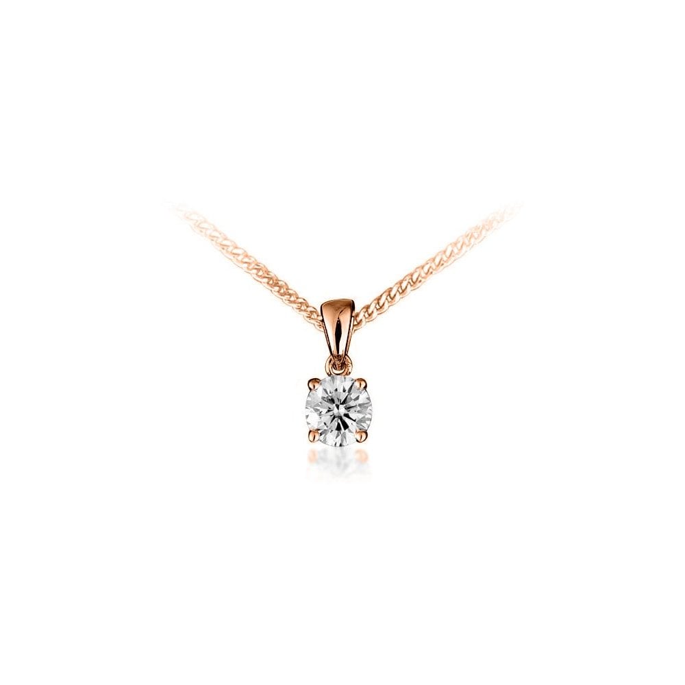 18ct rose gold 1.02ct round brilliant cut diamond pendant