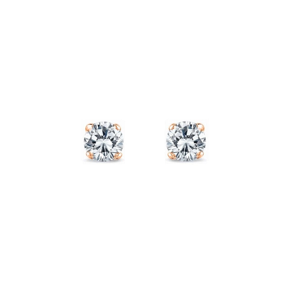 18ct rose gold 1.00ct round brilliant cut diamond stud earrings