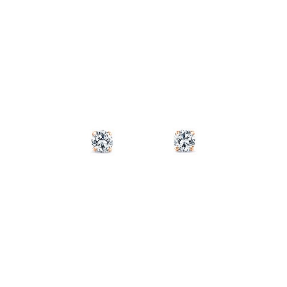 18ct rose gold 0.32ct round brilliant cut diamond stud earrings