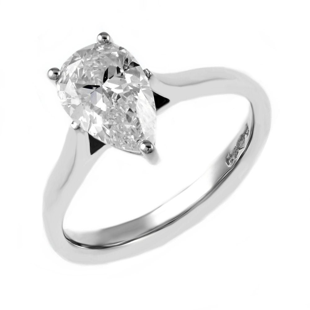Platinum 1.52ct E VS2 EGL pear diamond ring