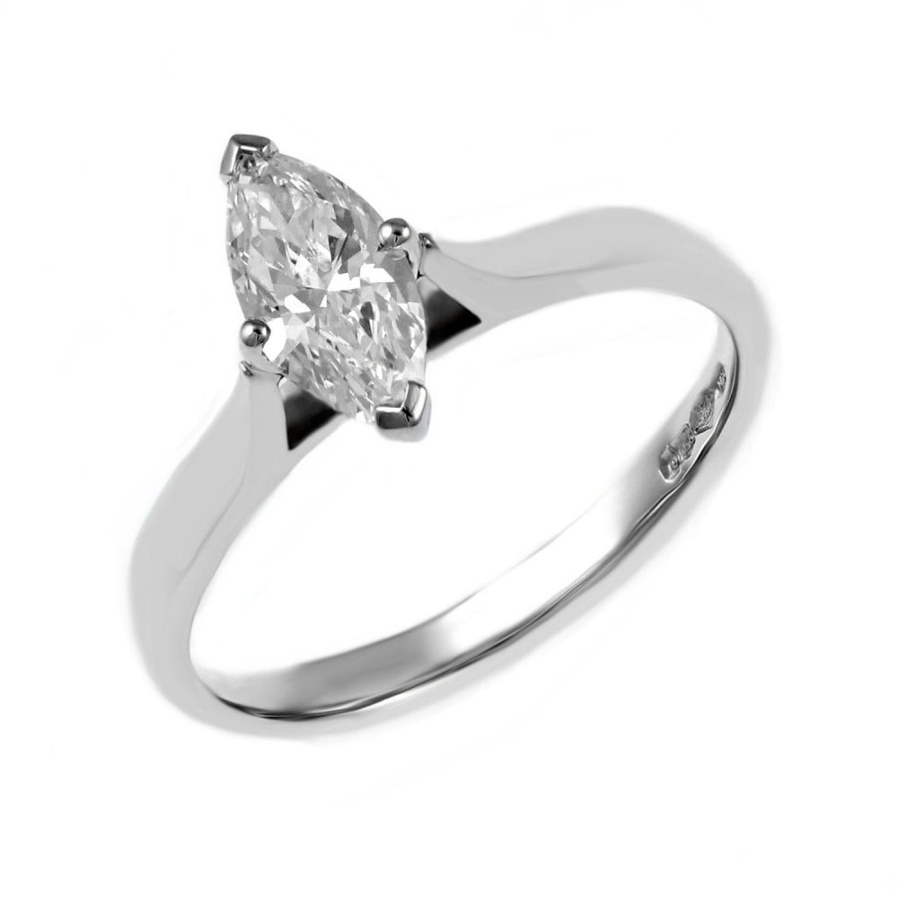 Platinum 1.02ct F SI1 GIA marquise diamond ring