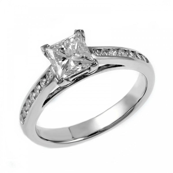 Platinum 1.00ct D VS2 EGL princess cut diamond ring