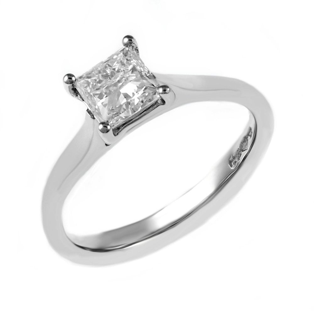 Platinum 1.00ct F VS2 GIA princess cut diamond ring