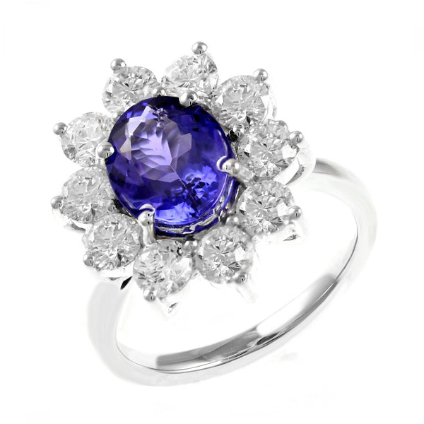 18ct white gold 2.42ct tanzanite & 1.94ct diamond cluster ring