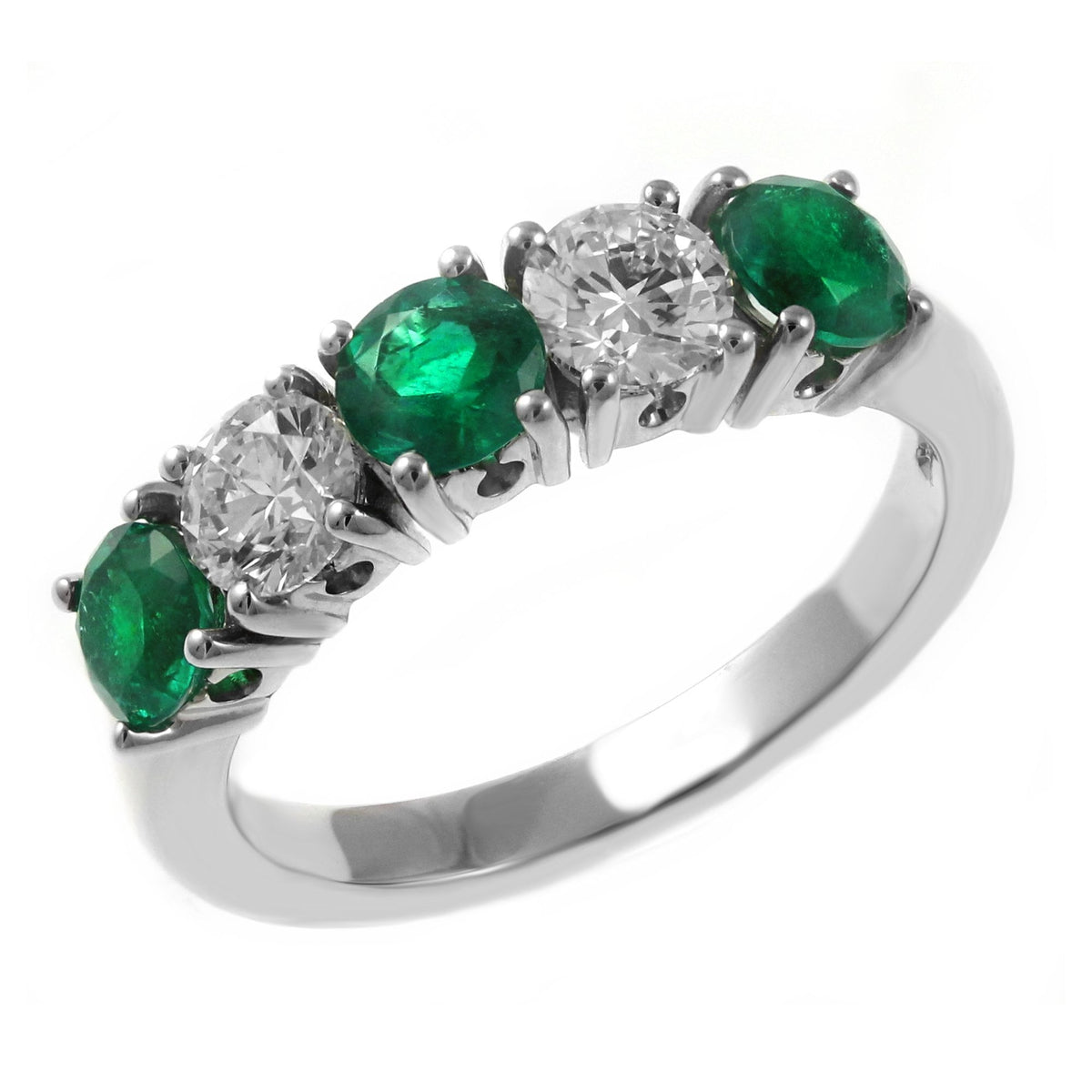 Platinum 1.02ct emerald & 0.80ct F VS2 GIA diamond 5 stone ring