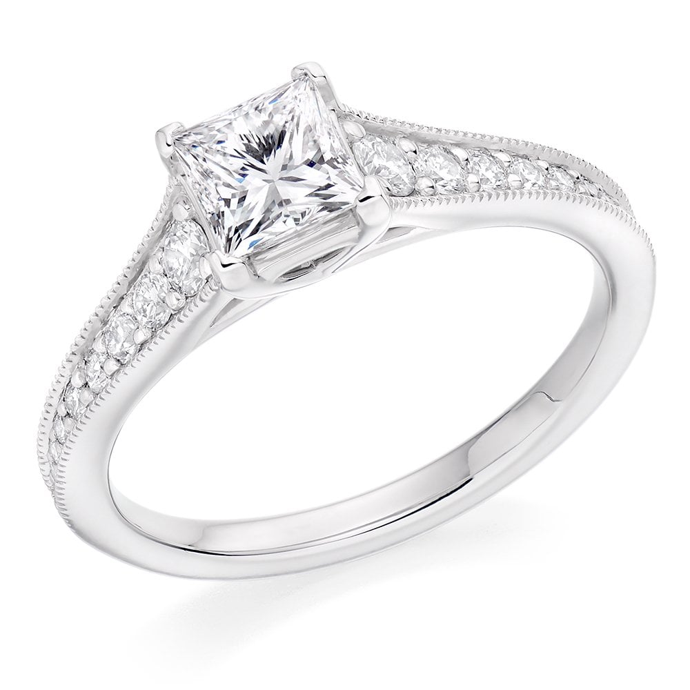 Platinum 0.78ct G VVS2 IGI princess cut diamond ring