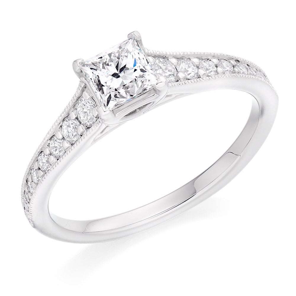 Platinum 0.50ct D VS2 GIA princess cut diamond ring