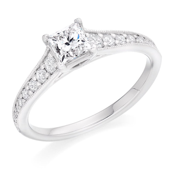 Platinum 0.50ct D VS2 GIA princess cut diamond ring