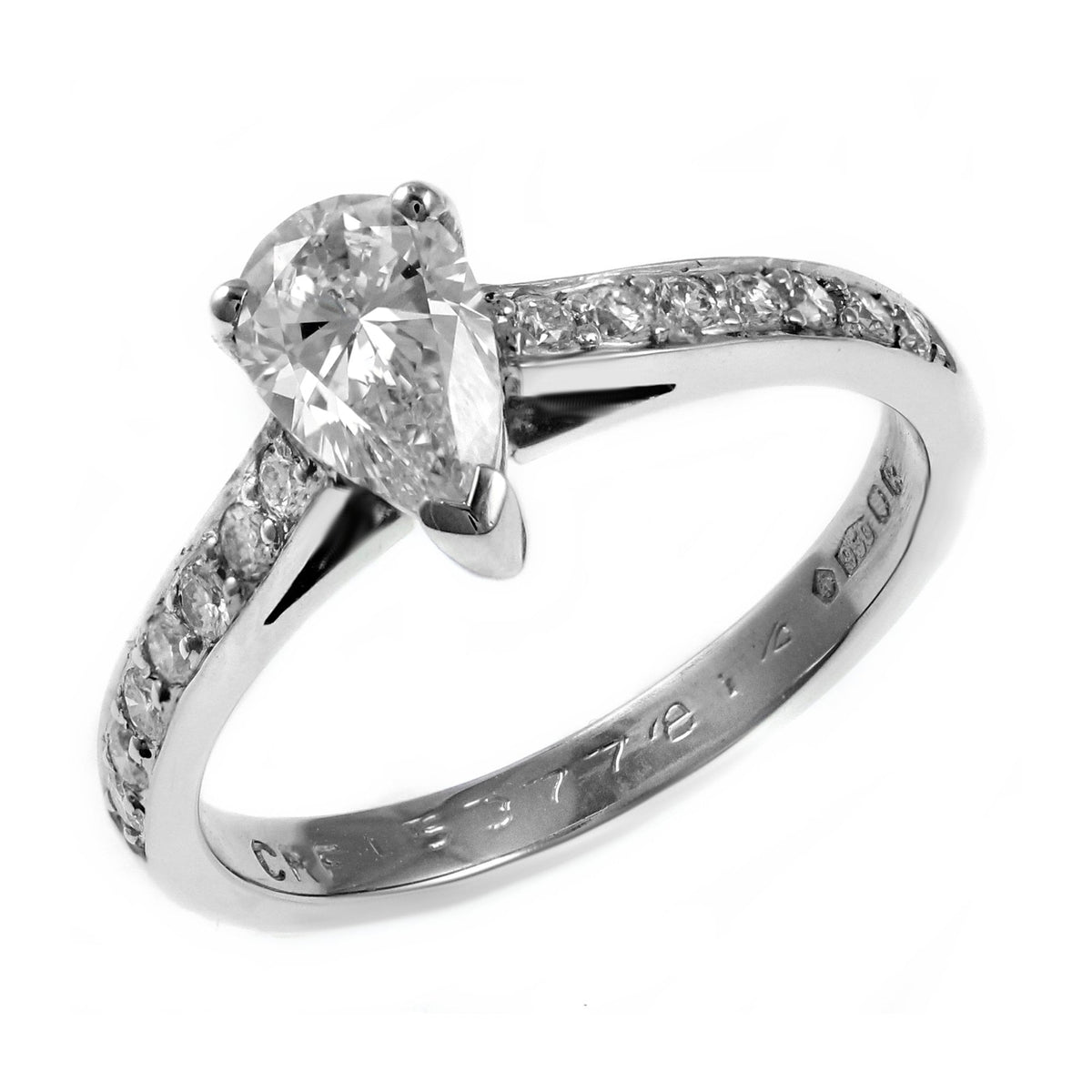 Platinum 0.71ct D VS2 GIA pear shape diamond ring