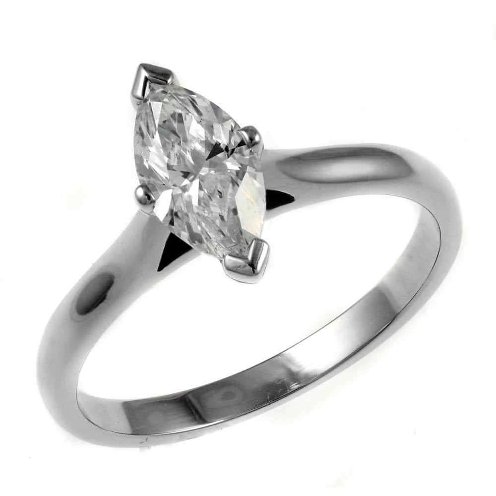 Platinum 0.52ct F VS1 GIA marquise cut diamond ring